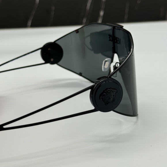 NEW VE2268 1433/87 VERSACE OVERSIZED VE2268 143387 BLACK METAL UNISEX SUNGLASSES - Picture 6 of 10